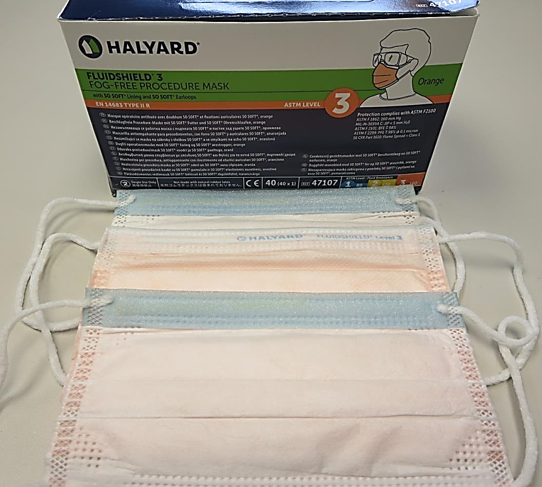 #47107 Halyard Fluidshield® Level 3 Fog-Free Procedure Masks